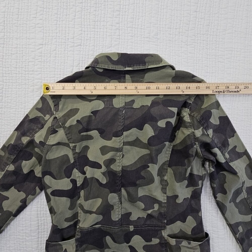 Mi Ami Women's Full Zip Jacket Size Small Green Camo Safari Buckle Pockets EUC - Picture 8 of 10
